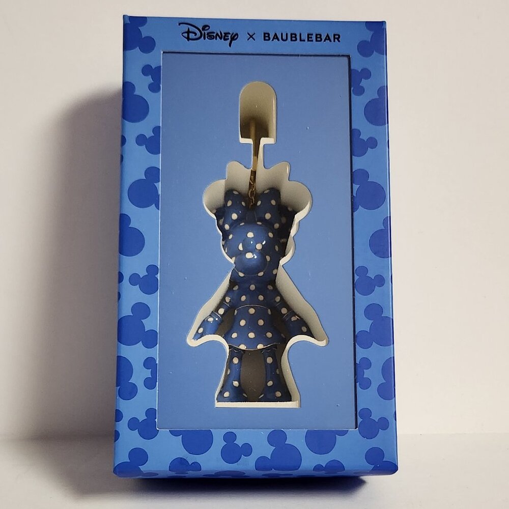 Disney Baublebar Minnie Mouse Bag Charm Keychain Polka Dot Blue New In Box